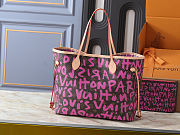  Louis Vuitton Monogram Graffiti pink fuchsiaNeverfull GM 31 x 28 x 14cm - 4