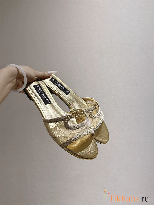 Dolce & Gabbana Rainbow Bianca Lace Slides - 1
