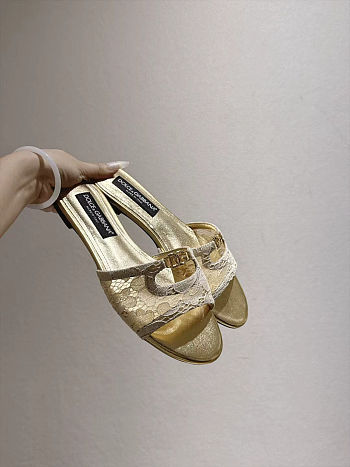 Dolce & Gabbana Rainbow Bianca Lace Slides