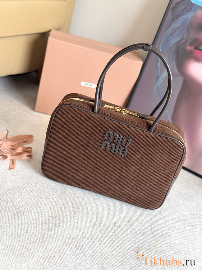 Miu Miu Suede Beau Dark Brown Bag 34x23x12cm - 1