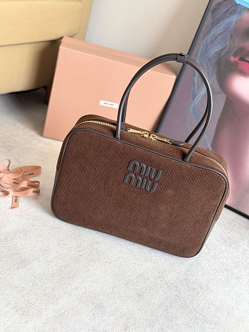 Miu Miu Suede Beau Dark Brown Bag 34x23x12cm