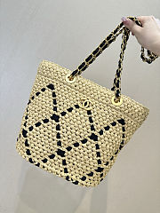 Chanel Spring-Summer Small Shopping Raffia & Grosgrain Bag  - 1