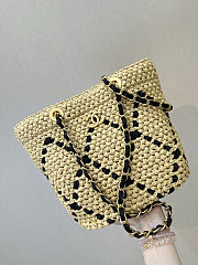 Chanel Spring-Summer Small Shopping Raffia & Grosgrain Bag  - 6