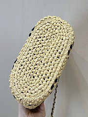Chanel Spring-Summer Small Shopping Raffia & Grosgrain Bag  - 5