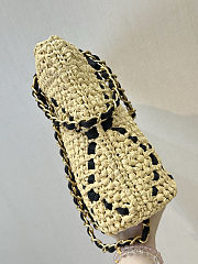 Chanel Spring-Summer Small Shopping Raffia & Grosgrain Bag  - 3