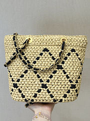 Chanel Spring-Summer Small Shopping Raffia & Grosgrain Bag  - 4