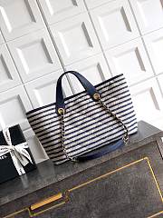 Chanel Large Striped Shopping Tote Blue Navy 46cm - 6