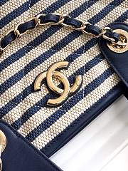 Chanel Large Striped Shopping Tote Blue Navy 46cm - 3
