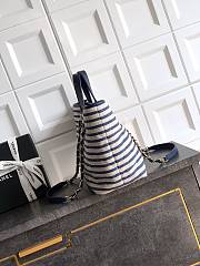 Chanel Large Striped Shopping Tote Blue Navy 46cm - 2