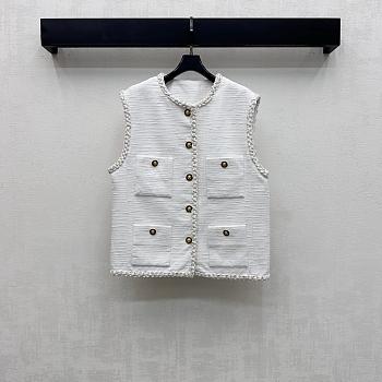 Chanel White Tweed vest