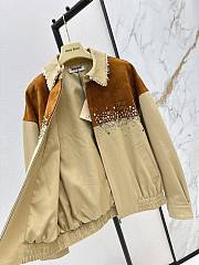  Miu Miu Water Diamond Suede Splicing Blouson Jacket - 5
