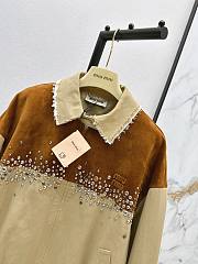  Miu Miu Water Diamond Suede Splicing Blouson Jacket - 4