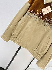  Miu Miu Water Diamond Suede Splicing Blouson Jacket - 3