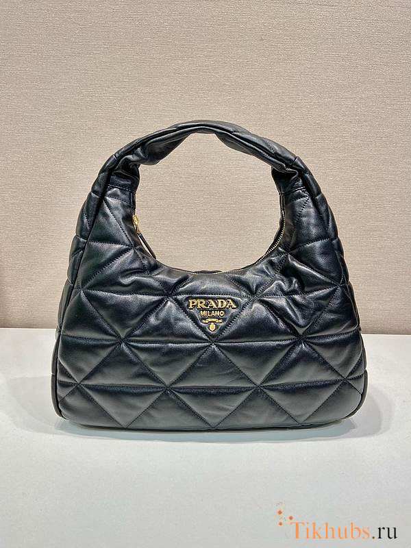  Prada Large Topstitched Nappa-Leather Hobo Bag 40x27x11.5cm - 1