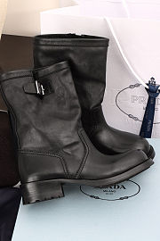 Prada leather mid-calf boots in black - 4