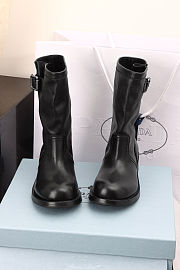 Prada leather mid-calf boots in black - 3