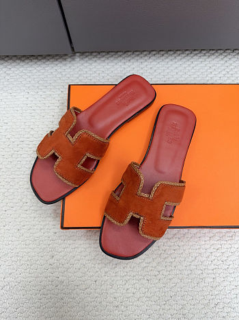 Hermès Oran Sandal Suede with Braided Trim