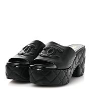 Chanel Lambskin Quilted CC Platform Mules 40 Black - 5