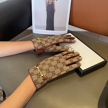 Gucci GG Canvas & Leather Gloves 