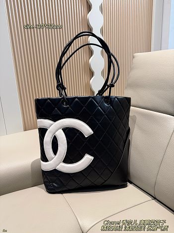Chanel Cambon Ligne Large Tote Bag Black 30x32cm