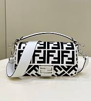 Fendi Baguette Fabric Shoulder Black White Bag 27×6×14cm - 1