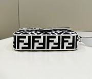 Fendi Baguette Fabric Shoulder Black White Bag 27×6×14cm - 5
