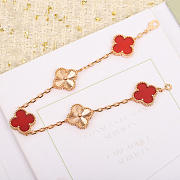 Van cleef & arpels vintage alhambra bracelet 5 motif rose gold, carnelian - 2