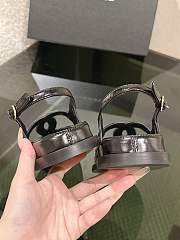 Chanel Shiny Lambskin Dad Sandals Black - 6