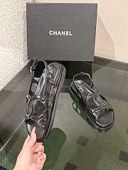 Chanel Shiny Lambskin Dad Sandals Black - 2