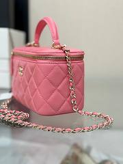 Chanel Pink Quilted Lambskin Top Handle Vanity Case 16.5x10x8cm - 5