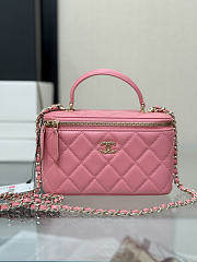 Chanel Pink Quilted Lambskin Top Handle Vanity Case 16.5x10x8cm - 4
