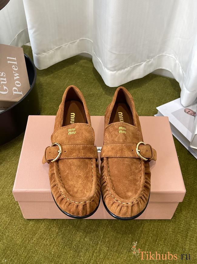  Miu Miu Suede Loafers With Buckle - 1