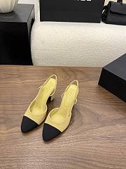 Chanel Beige and Black Grosgrain Slingback Heels - 1