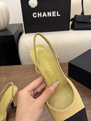 Chanel Beige and Black Grosgrain Slingback Heels - 6