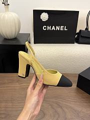 Chanel Beige and Black Grosgrain Slingback Heels - 5