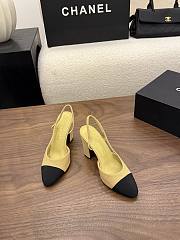 Chanel Beige and Black Grosgrain Slingback Heels - 4