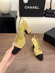 Chanel Beige and Black Grosgrain Slingback Heels - 2