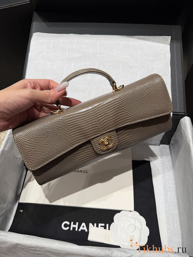 Chanel Calfskin Lizard Embossed Top Handle  - 1