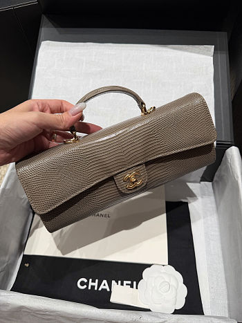 Chanel Calfskin Lizard Embossed Top Handle 