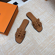 Hermes Geometric Embroidered Oran Sandals - 2
