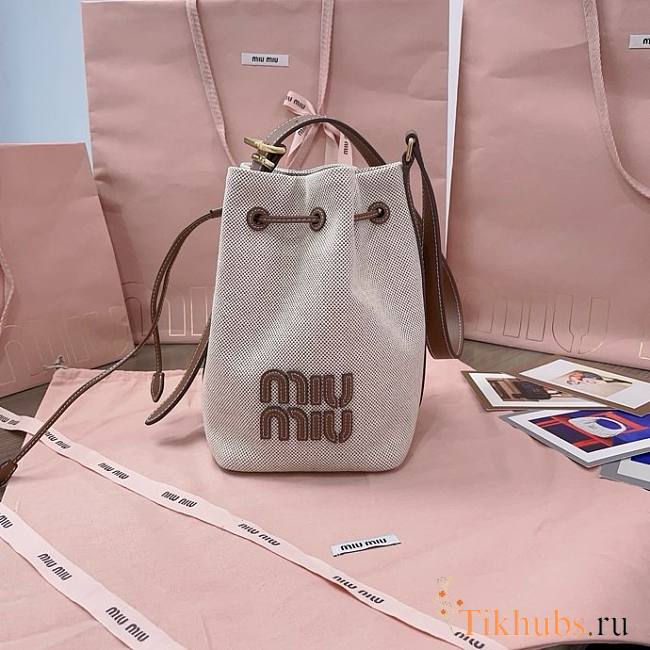 Miu Miu Canvas And Leather Logo Bucket Bag 16 x 22.5 x 14 cm - 1