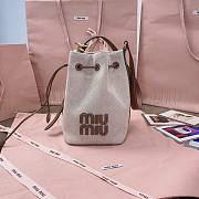 Miu Miu Canvas And Leather Logo Bucket Bag 16 x 22.5 x 14 cm - 2