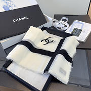 Chanel Off-White and Black Cashmere CC Scarf - 6