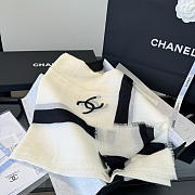 Chanel Off-White and Black Cashmere CC Scarf - 4
