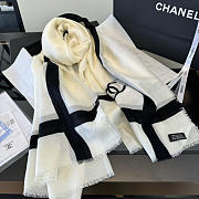 Chanel Off-White and Black Cashmere CC Scarf - 3