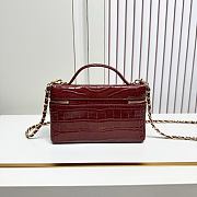 Chanel Large Vanity Case with Chain Croc-Embossed Calfskin Burgundy 17x19x5cm - 5