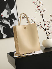 Chanel Small Shopping Bag Vertical Tote Calfskin Beige 28.6x23.5x9.5 - 4