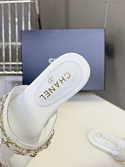 Chanel White Leather T-Strap Thong Sandals - 3