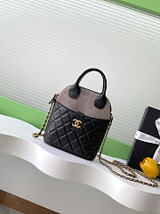 Chanel Suede Shiny Lambskin Quilted Top Handle Clutch With Chain 18-17-6cm - 1