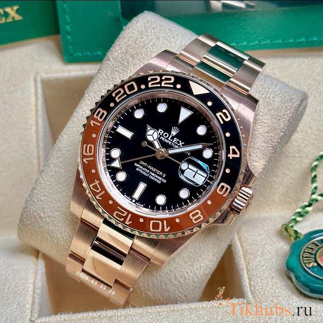 ROLEX GMT Master II 126715 Rootbeer Oyster Rose Gold Watch - 1
